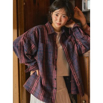 다이아몬드 레이라 Lava Flow Fluff Cotton Check Shirt S162 Opera Pink