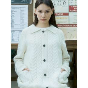 Fisherman Wool Collar Cardigan_Cream