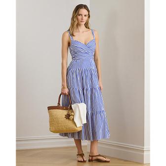 로렌 랄프 로렌 스트라이프 코튼 브로드클로스 티어드 드레스(WMLRDRSSCM20077400)