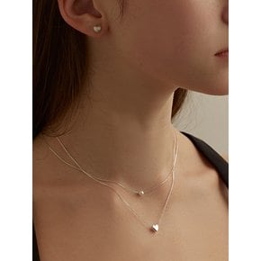 [진주귀걸이 증정][925 silver][레이어드 세트 구성] Heart pearl set necklace