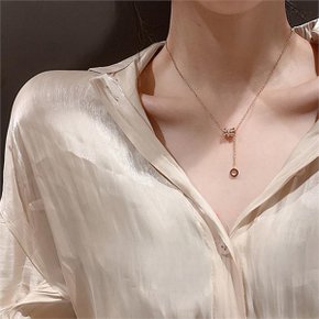 로즈골드 링 큐빅 네크리스_P090484336