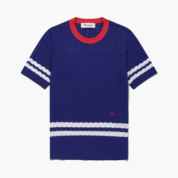 [여주점] 여성 스카시 조직 반팔 스웨터 GQ122LKP31 TBLU