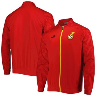 이스퀘어 4642369 PUMA Mens Puma Red Ghana National Team Pre-Match Raglan Full-Zip Training Jacket