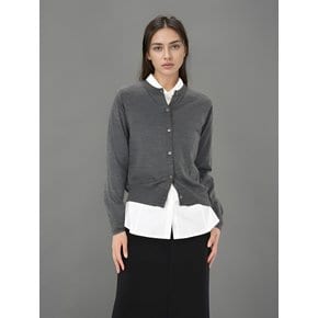 Round Neck Wool Cardigan _Grey