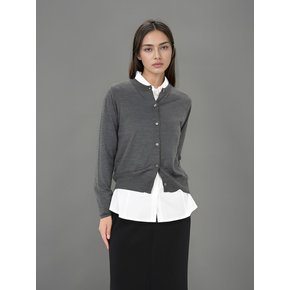 Round Neck Wool Cardigan _Grey