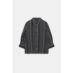 ZARA 자라 프렌치 슬리브 스트라이프 셔츠 3564 172 093