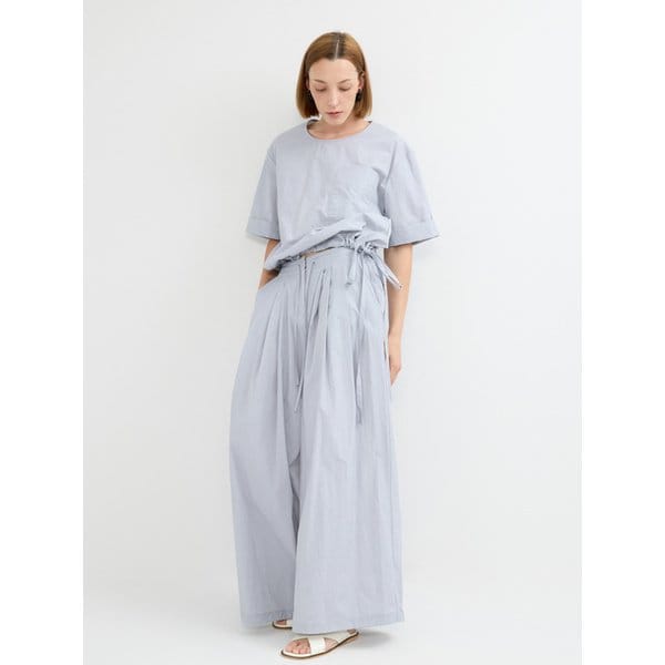 DUAL WIDE BALLOON PANTS - ASH BLUE
