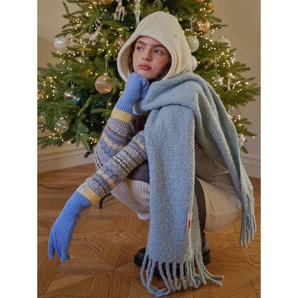 FLUFFY HEAVY WOOL MUFFLER_4COLORS_SKY BLUE