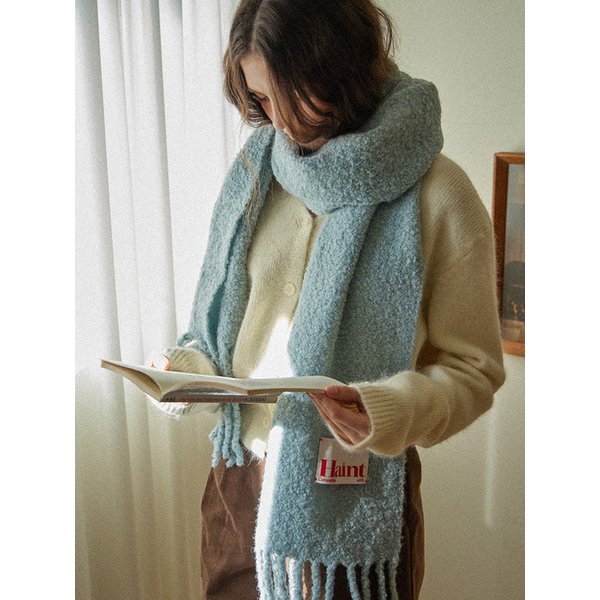 FLUFFY HEAVY WOOL MUFFLER_4COLORS_SKY BLUE