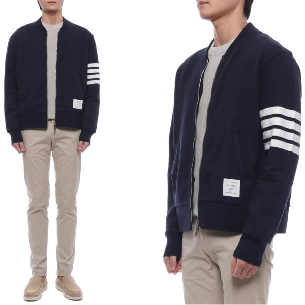 [부산점] 25FW 남성 사선 스트라이프 봄버 재킷 (MJT280A 00535 415 25F)