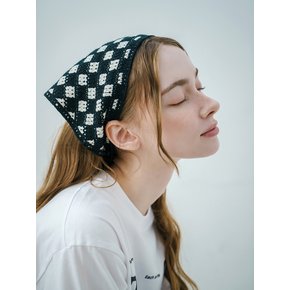 checkerboard pattern knit bandana 2colors