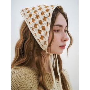 checkerboard pattern knit bandana 2colors