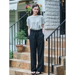 MET linen wide banding pants black