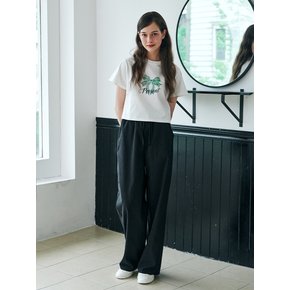 MET linen wide banding pants black