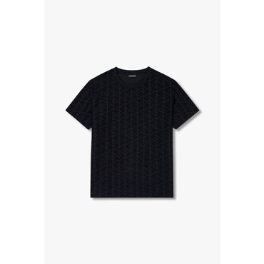EMPORIO ARMANI 남성 엠보 로고 패턴 크루넥 티셔츠 (0815114025)