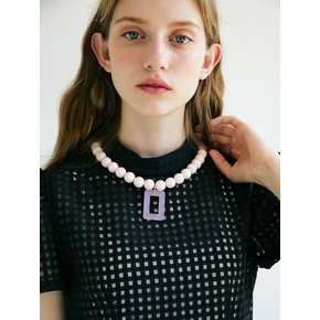 Square Pendant Necklace _ Pink