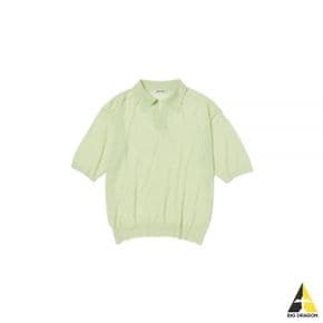 오라리 24 HARD TWIST HIGH GAUGE WOOL SILK KNIT SKIPPER POLO LIMEYELLOW (A24SP02WS)