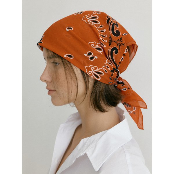 Cotton Paisley Bandana Scarf - Red Sunset