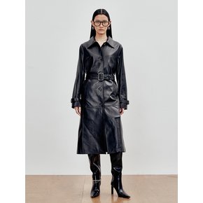 Belted lambskin Trench Coat (Black)