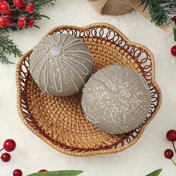 샴페인골드 글리터 장식볼 2p세트(10cm) (구슬드롭)