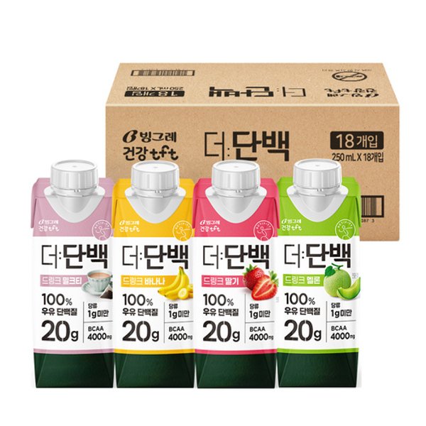 더단백 드링크 딸기/바나나/밀크티/멜론 250ml 18팩
