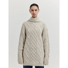 XOEBE Cable Knit Collared Turtleneck - Ivory