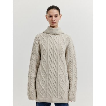 EENK XOEBE Cable Knit Collared Turtleneck - Ivory