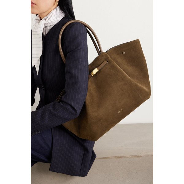 드멜리어 뉴욕 가죽 트리밍 스웨이드 토트백 46376663162972721