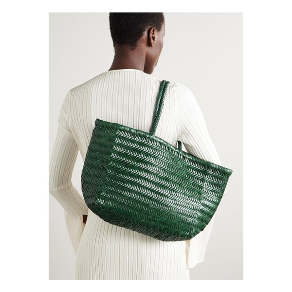 밤부 트리플 점프 빅 우븐 가죽 토트 포레스트 그린 46376663162858169