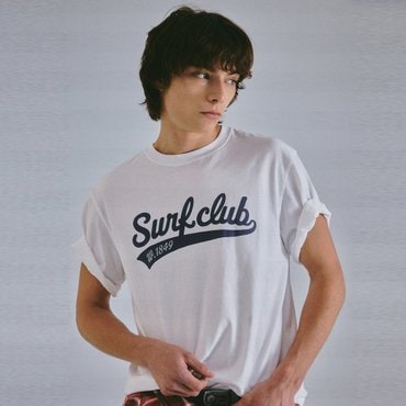 후아유 Surf Club Lettering T-shirt WHRPF2403U