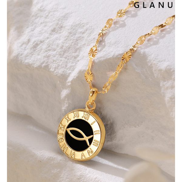 그래누 14K 피쉬즈 천연오닉스 목걸이[소]