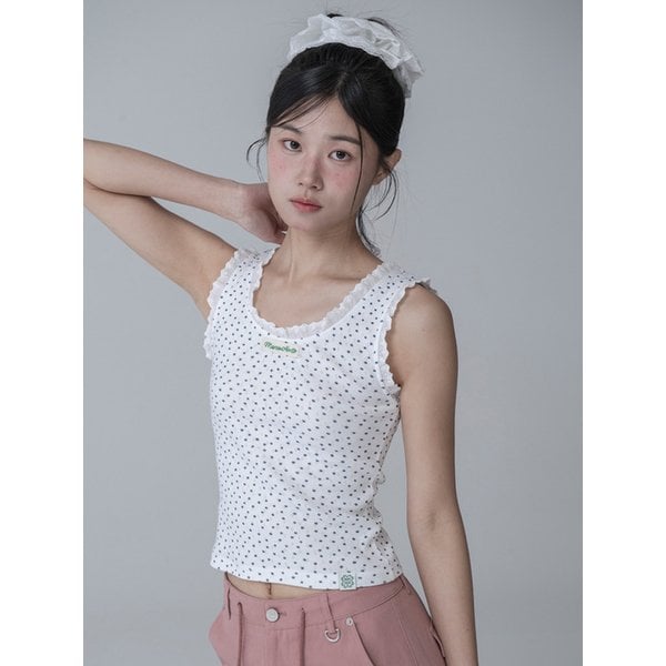 [리퍼브]PETAL JACQUARD COTTON LACE SLEEVELESS_WHITE