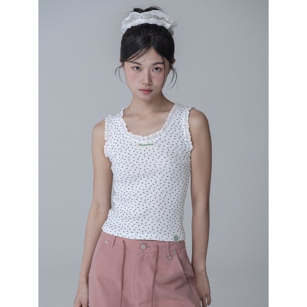 [리퍼브]PETAL JACQUARD COTTON LACE SLEEVELESS_WHITE