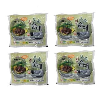  예우리 부추 찰순대 1kg x 4 간편한 맛있는 요리 혼밥 식사 간식 야식