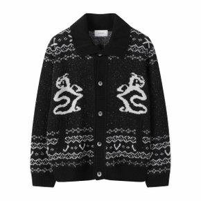 Black Jacquard Turtle Neck Cardigan_CWWAW24714BKX