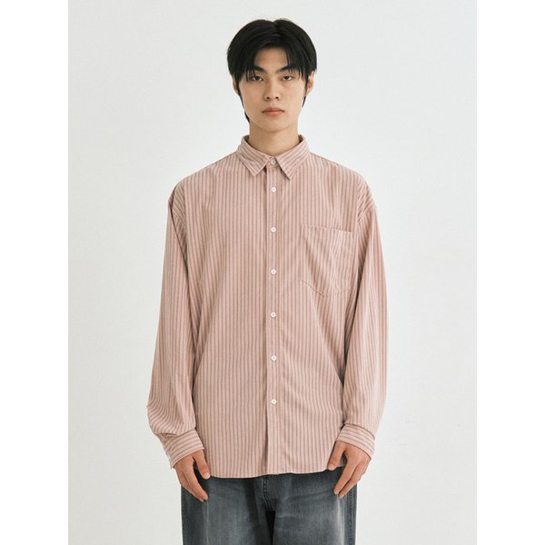 Corduroy stripe shirt (pink stripe)