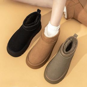 여성 5cm 통굽 키높이 스웨이드 방한화 털부츠 양털 앵클 발목 반부츠 털신 털신발_P351235129