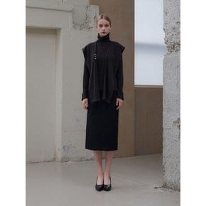 Vanessa pintuck Turtleneck top&cape set [Black]