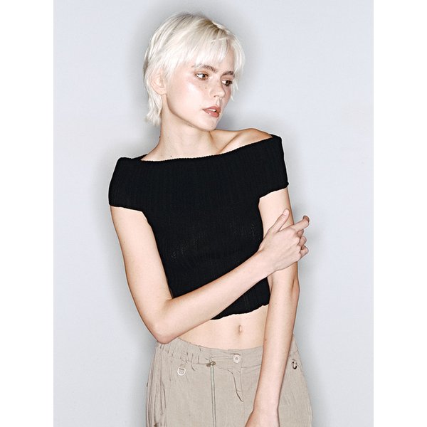 [리퍼브]COOL OFF SHOULDER KNIT [BLACK]