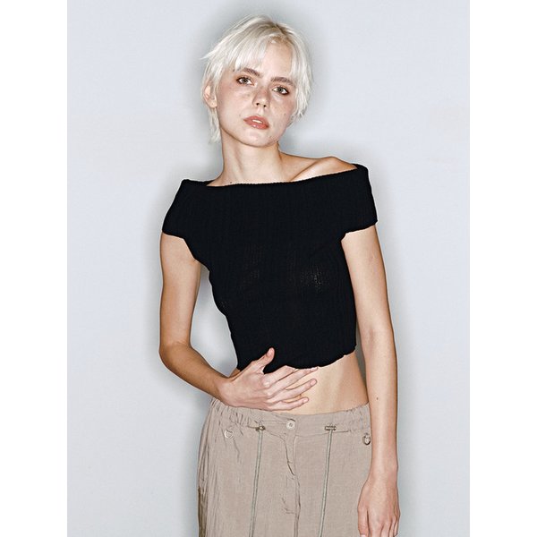 [리퍼브]COOL OFF SHOULDER KNIT [BLACK]