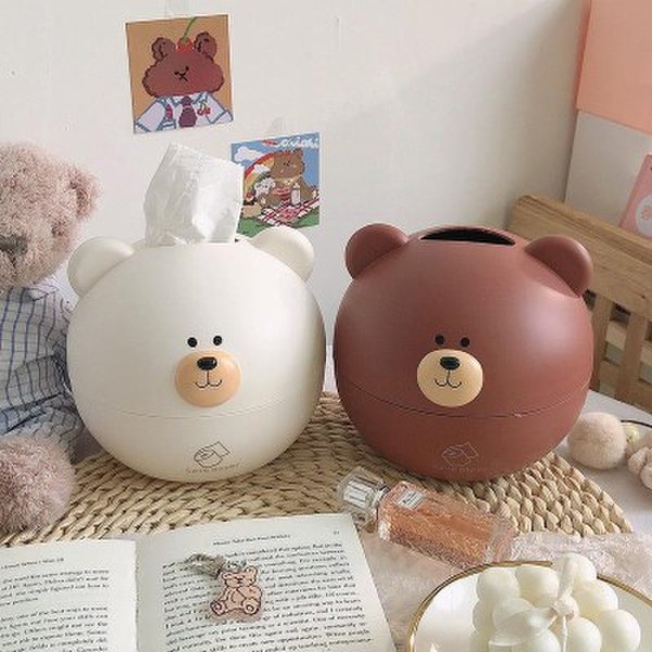 확대된 대표 곰돌이 두루말이 각 티슈 휴지 감성 인테리어 소품 케이스