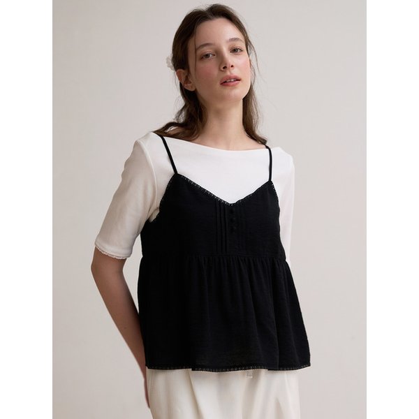Pin tuck bustier top - Black