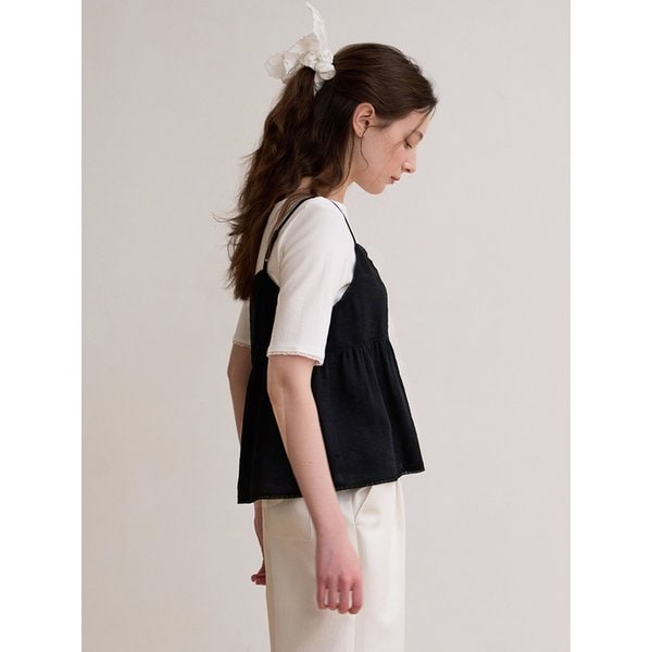 Pin tuck bustier top - Black