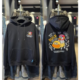 더블제이디 [시흥점] 융기모 드라이브 덕 세미오버핏 블랙후드티(남여공용)/JGZZ30B21BK