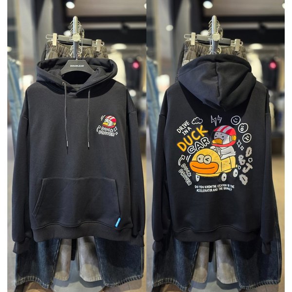 [시흥점] 융기모 드라이브 덕 세미오버핏 블랙후드티(남여공용)/JGZZ30B21BK