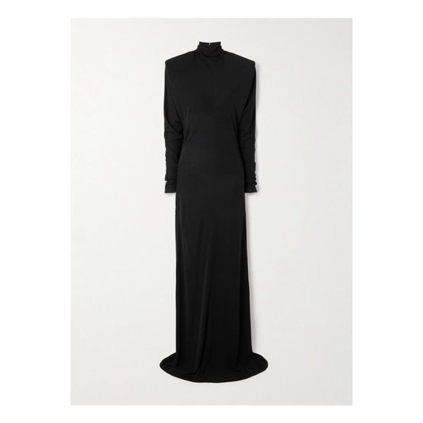 스텔라매카트니 크레이프 저지 터틀넥 가운 블랙 46376663162848831