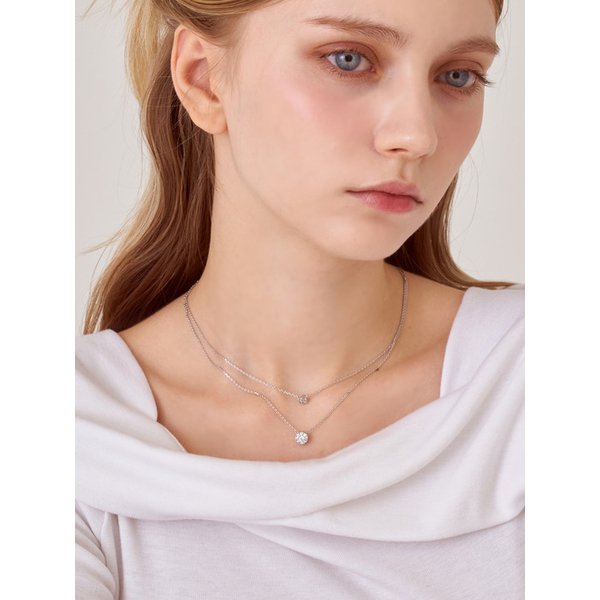 더블 스톤 두줄 레이어드 목걸이 ELBRNN245 (14K GOLD PLATED)
