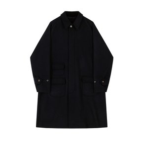 wool Raglan Balmacaan Coat (Navy)