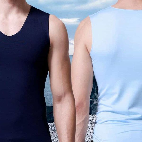 확대된 대표 V넥 심리스나시 5xL 남자나시티 메리야스 남자짐웨어나시