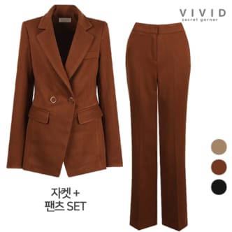 비비드시크릿가너 VIVID SET 여성 겨울기모 정장자켓+부츠컷팬츠 세트